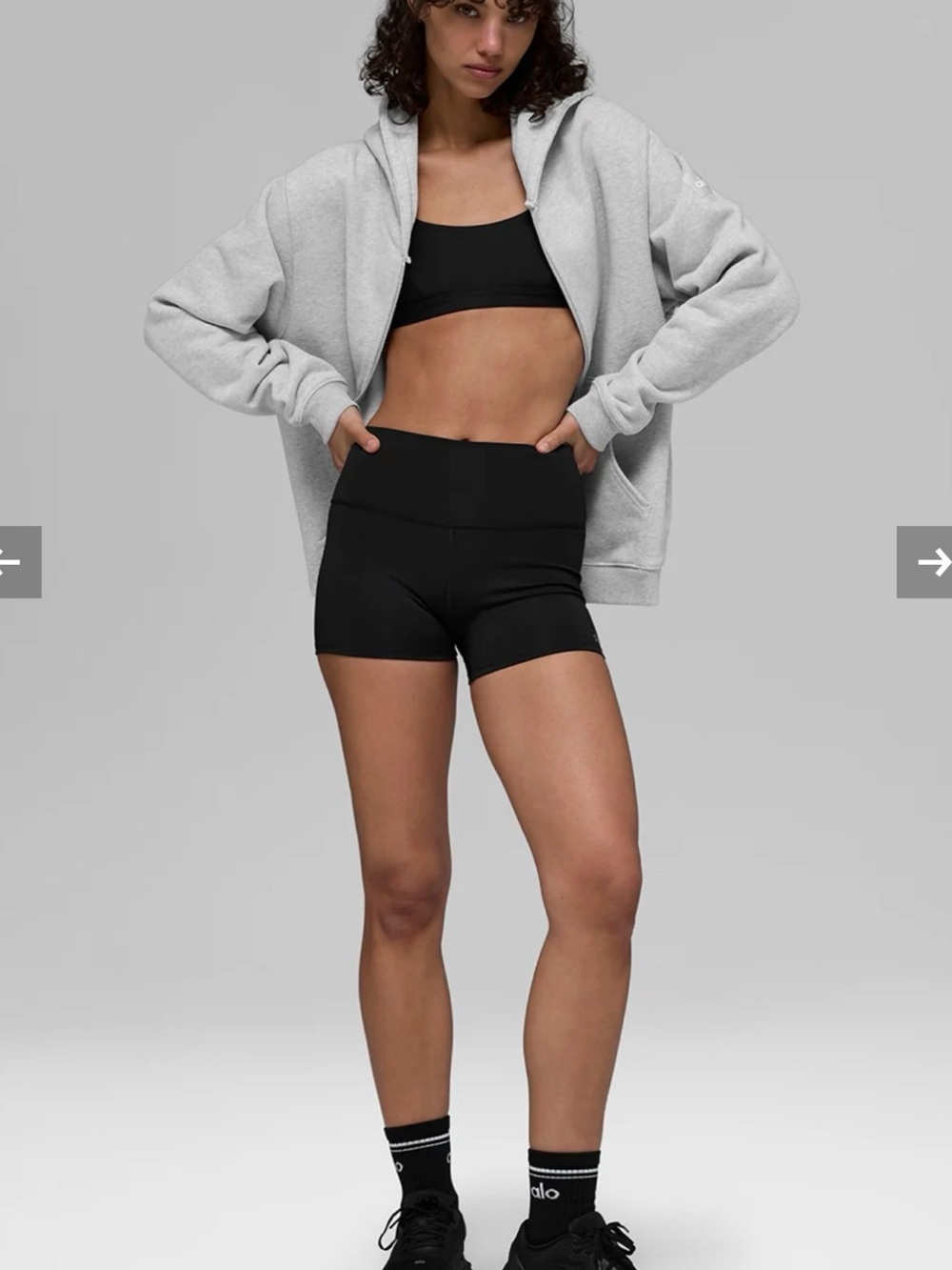 ALO Yoga Renown Heavy weight Full zip Hoodie in Heather Grey Sz Small